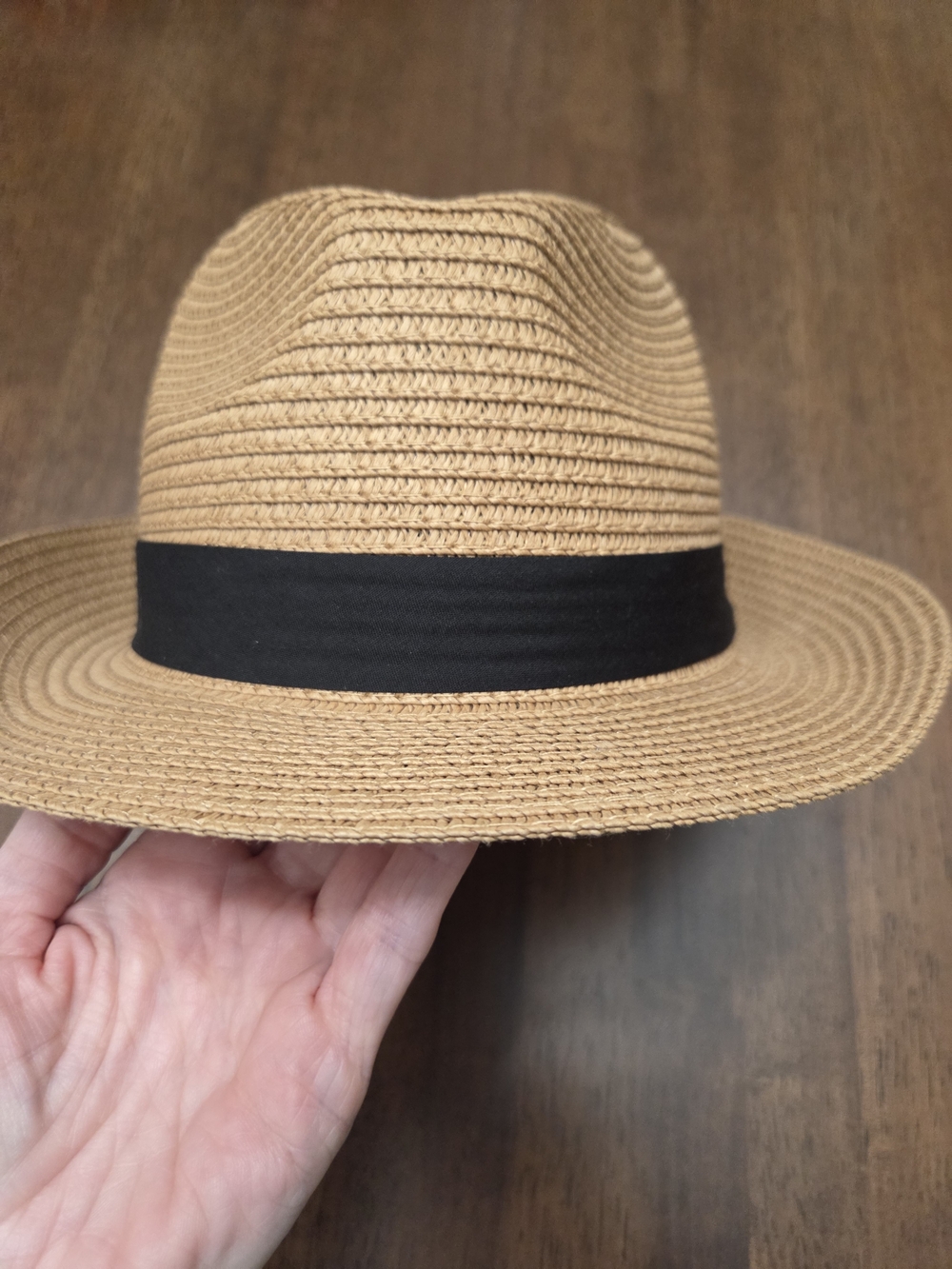 Classic Tan Straw Fedora with Black Band